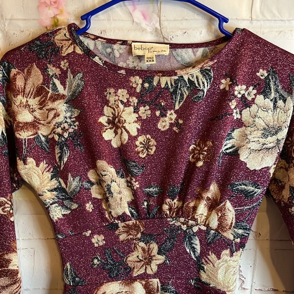 Gorgeous JUNIORS BEBOP SPARKLE FLORAL SWING DRESS XXS - Picture 6 of 16